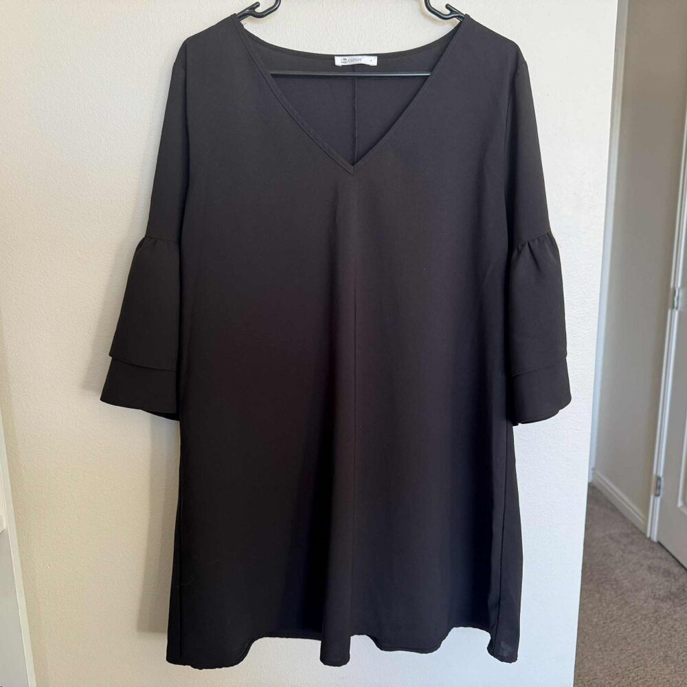 Cupshe short black dress with layered sleeves
